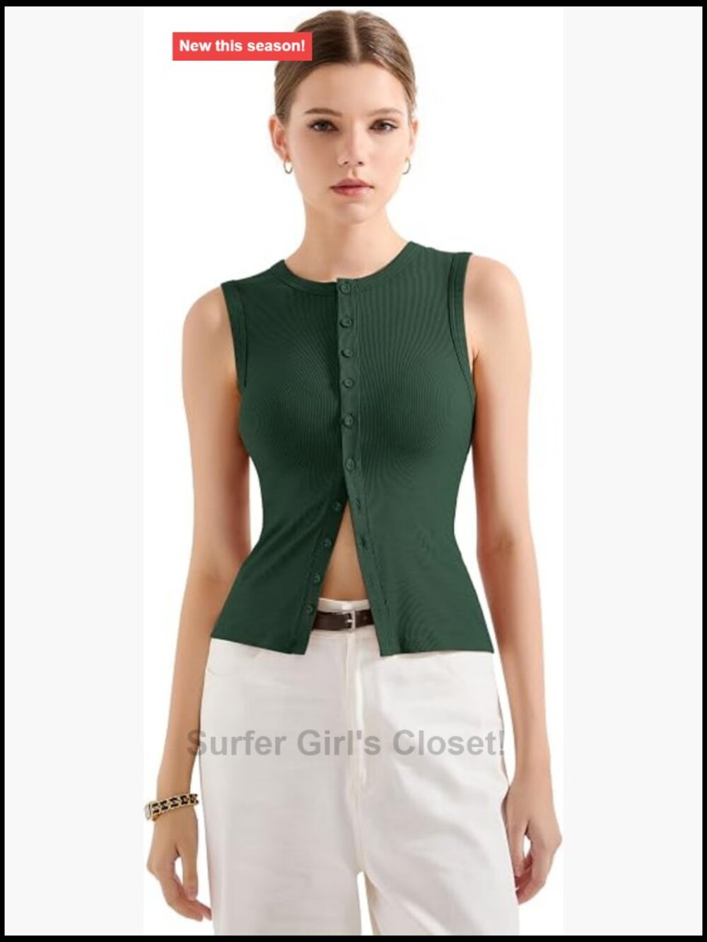 Vest Sleeveless Ribbed Tank Top, Fitted Going Out Cute Summer Y2K